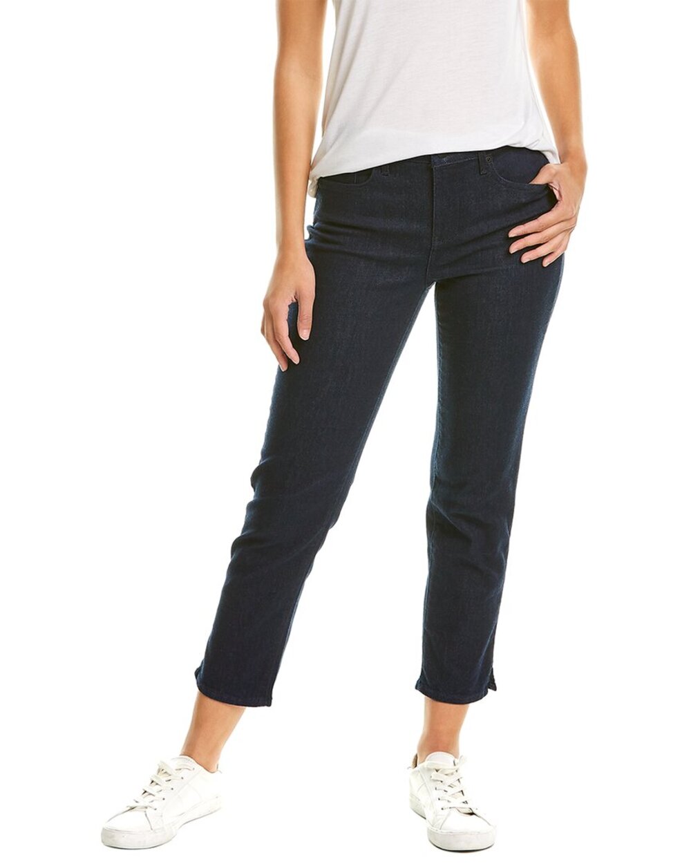 Curves 360 by NYDJ Rinse Short Slim Straight Ankle Jean Split Hem Blue One Size
